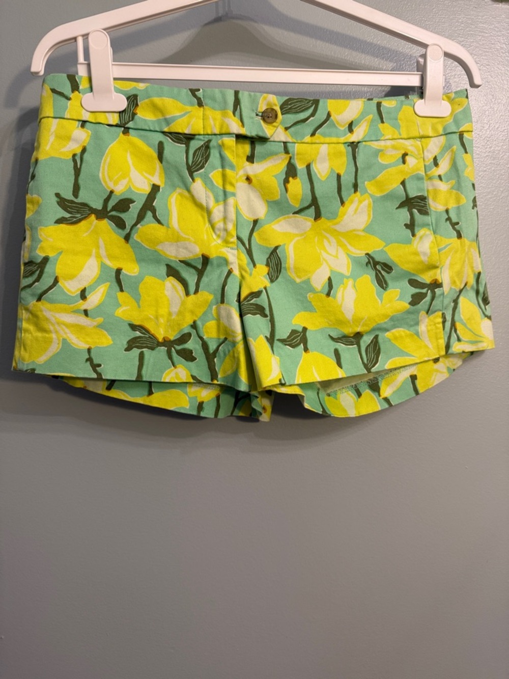 J. Crew factory Chino Mid Rise Shorts Floral Green and Yellow Women Size 10 Y2K